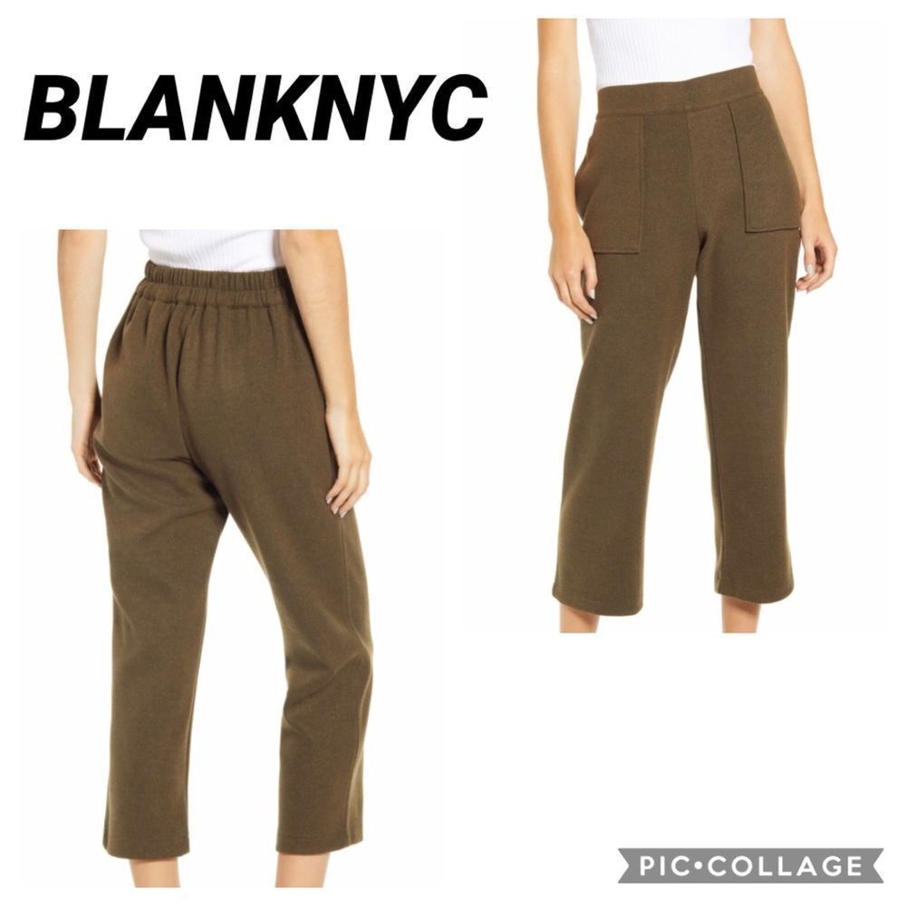 NWT BLANKNYC olive green / brown straight leg crop pants M